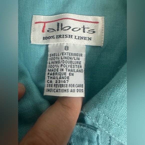 Talbots Turquoise Sleeveless Midi Irish Linen Dress size 8 - Picture 7 of 8